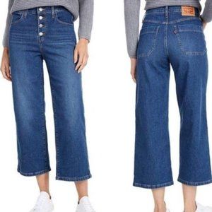 LEVI'S Blue Mile High, Cropped, Wide Leg, Buttons the Front Jeans Size 24x27